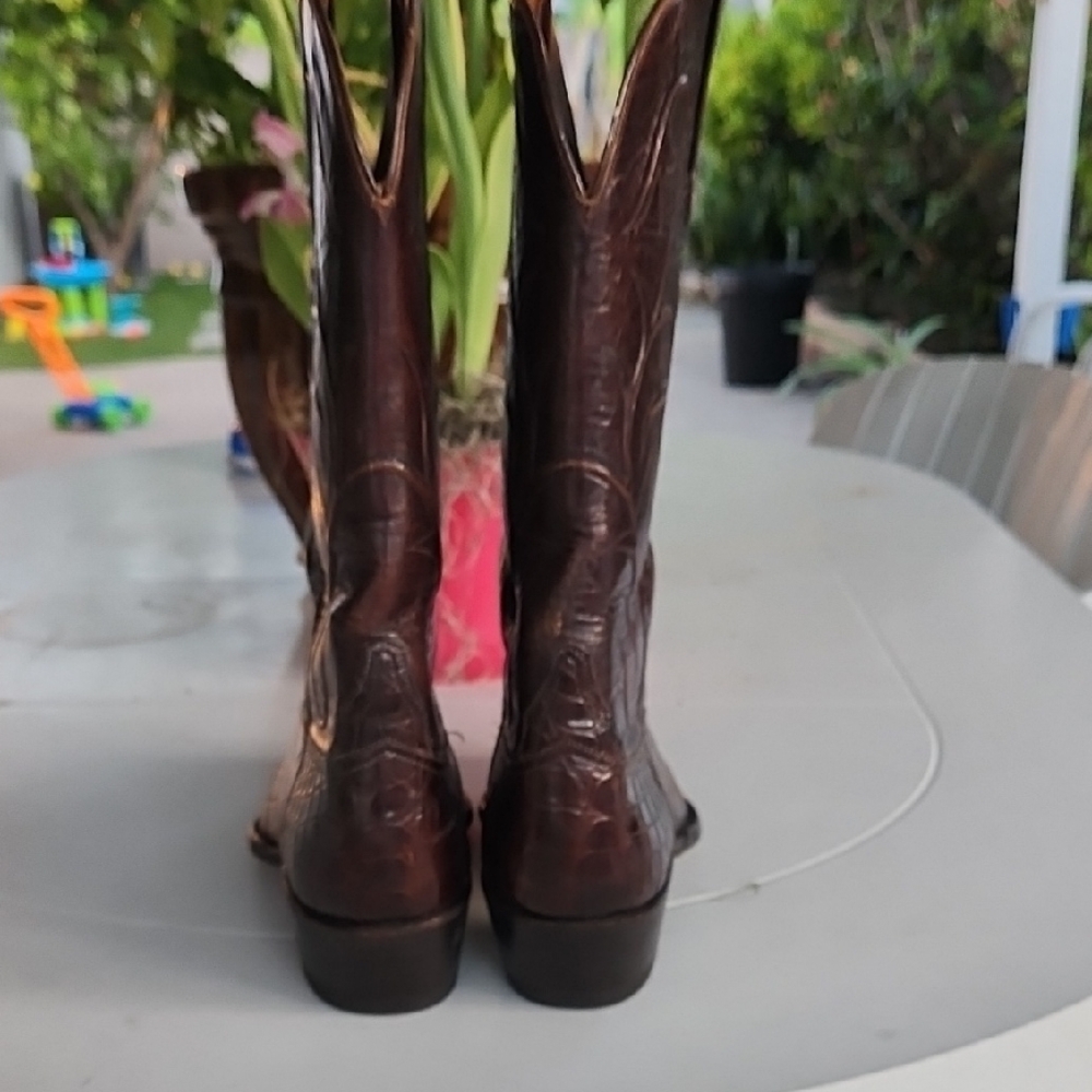 Lucchese Brown Cowboy Western Boots Exotic Leather - Picture 4 of 7